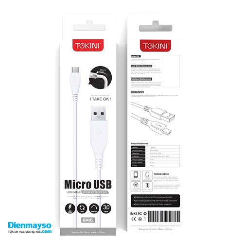 Cáp sạc TEKINI 1M Micro usb cho Android, Phân phối cáp sạc TEKINI